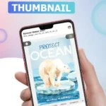 A person using a tablet to design a banner using the Banner Maker app.