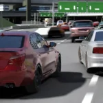 A screenshot of Japan Highway: Car Racing Game showing a car driving on a highway.