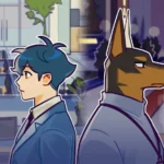 A Story of a Company visual novel gameplay screenshot showing the main character.
