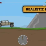 All Terrain: Hill Trials gameplay screenshot showing a jeep climbing a hill