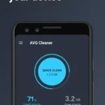 AVG Cleaner app interface showing storage usage.