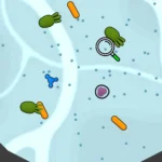 Bacteria gameplay screenshot showing different animal species