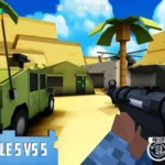 Block Gun 3D gameplay screenshot showing a player aiming down the sights