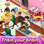 Cafe Panic gameplay screenshot showing a busy cafe scene with customers and staff.