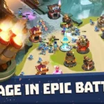 Castle Creeps gameplay screenshot showing different types of towers and enemies.