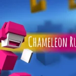 Chameleon Run gameplay screenshot showing the character jumping between platforms