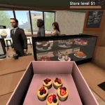 Coffee Shop Simulator 3D Cafe gameplay screenshot showing the cafe interior