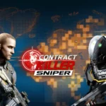 CONTRACT KILLER: SNIPER gameplay screenshot showing a sniper aiming down his scope