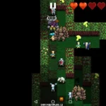 Crypt of the NecroDancer gameplay screenshot showing the rhythmic combat.