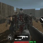 Dead On Duty gameplay screenshot showing a zombie being shot