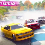 Drift Runner gameplay screenshot showing a car drifting on a track.