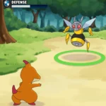 Dynamons World gameplay screenshot showing a battle scene.