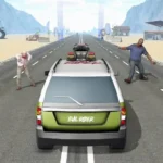 Evil Rider 3D gameplay screenshot showing a car driving through a desert landscape.