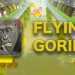 Flying Gorilla gameplay screenshot showing the gorilla flying through the air
