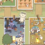 Gameplay screenshot of Animal Camping showing a cat sitting by a tent.