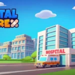Gameplay screenshot of Hospital Empire - Idle Tycoon showing different departments
