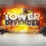 Gameplay screenshot of Tower Defender showing a turret shooting at zombies