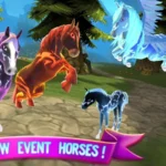 Horse Paradise gameplay screenshot showing a variety of horses