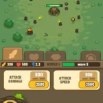 Idle Fortress Tower Defense gameplay screenshot showing tower defense setup.