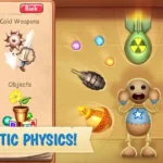Kick The Buddy Remastered gameplay screenshot showing different weapons
