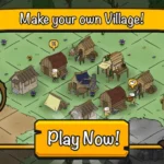 Life of Mellow gameplay screenshot showing various buildings and villagers.