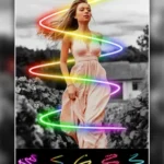 MagPic photo editor showing the neon light effect options.