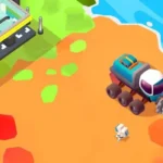 Mars Colony being built with robots and machinery