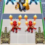Merge Kaiju gameplay screenshot showing two Kaiju merging.