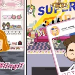 Miga Town: My TV Shows gameplay screenshot showing different studio sets.