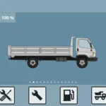 Mini Trucker gameplay screenshot showing a truck driving on a dirt road.