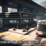 Modern Bus Simulator 3D 23 gameplay screenshot showing the bus driving in the city.