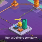 Package Inc – Cargo Simulator gameplay screenshot showing connection hubs and delivery routes.