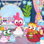 Papo Town Wedding Party gameplay screenshot showing different locations.