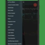 Physics Toolbox Sensor Suite Pro interface with multiple sensor options