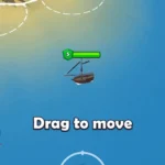 Pirate Raid gameplay screenshot showing a ship battling another ship.