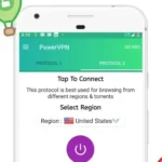 Power VPN app interface showcasing connection options