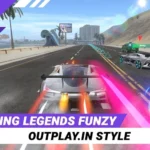 Racing Legends Funzy gameplay screenshot showing a race track.