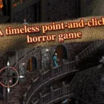 Sanitarium gameplay screenshot showing a character in a strange environment.