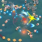 Slash Survivor gameplay screenshot showing the character attacking monsters