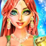 Snake Girl Salon gameplay screenshot showing makeup application.