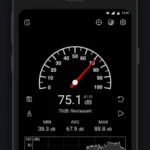 Sound meter interface displaying decibel levels