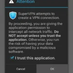 SuperVPN Pro interface showing connection options
