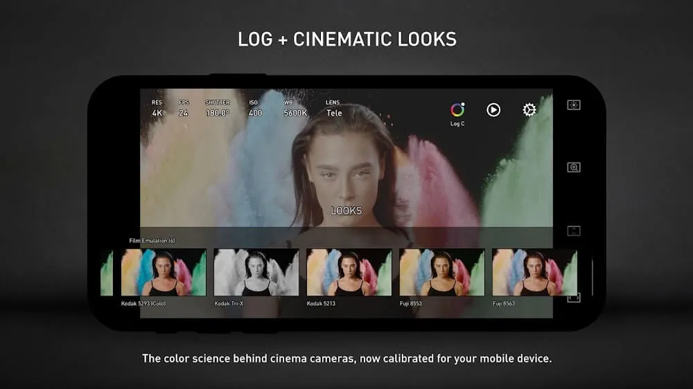 Various color filters and effects available in Protake for enhancing video quality.