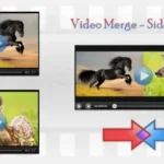 Video Merge Interface showing two videos side by side.
