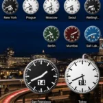 World Clock Widget 2023 Pro displaying multiple time zones