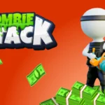 Zombie Attack gameplay screenshot showing a base defense against zombies