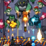 Zombie Survival: Idle Defense gameplay screenshot showing heroes fighting zombies